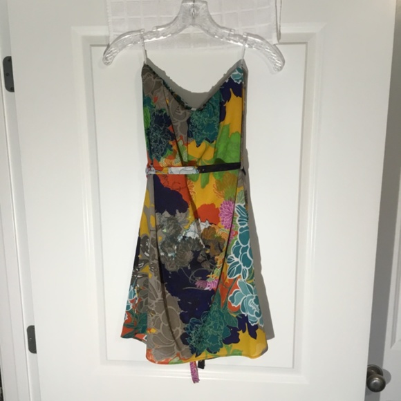 Glam Summer Sleeveless Floral Multi Color Mini Dress Size S - Picture 2 of 6